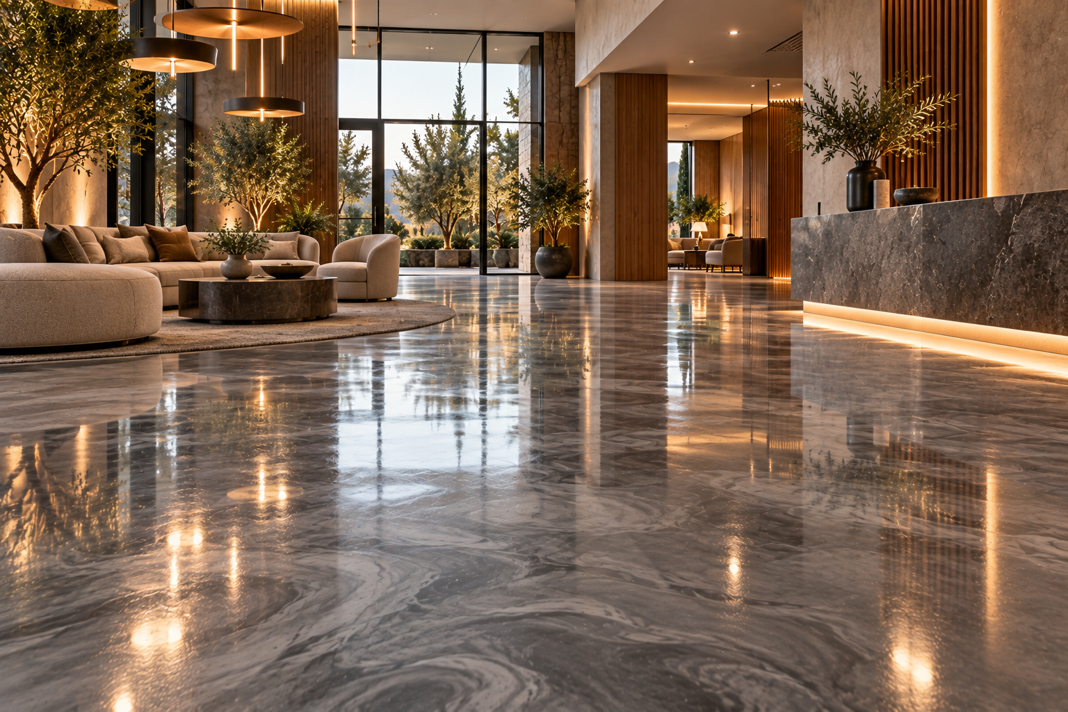 Calma mineral: Una base neutra para interiores luminosos.