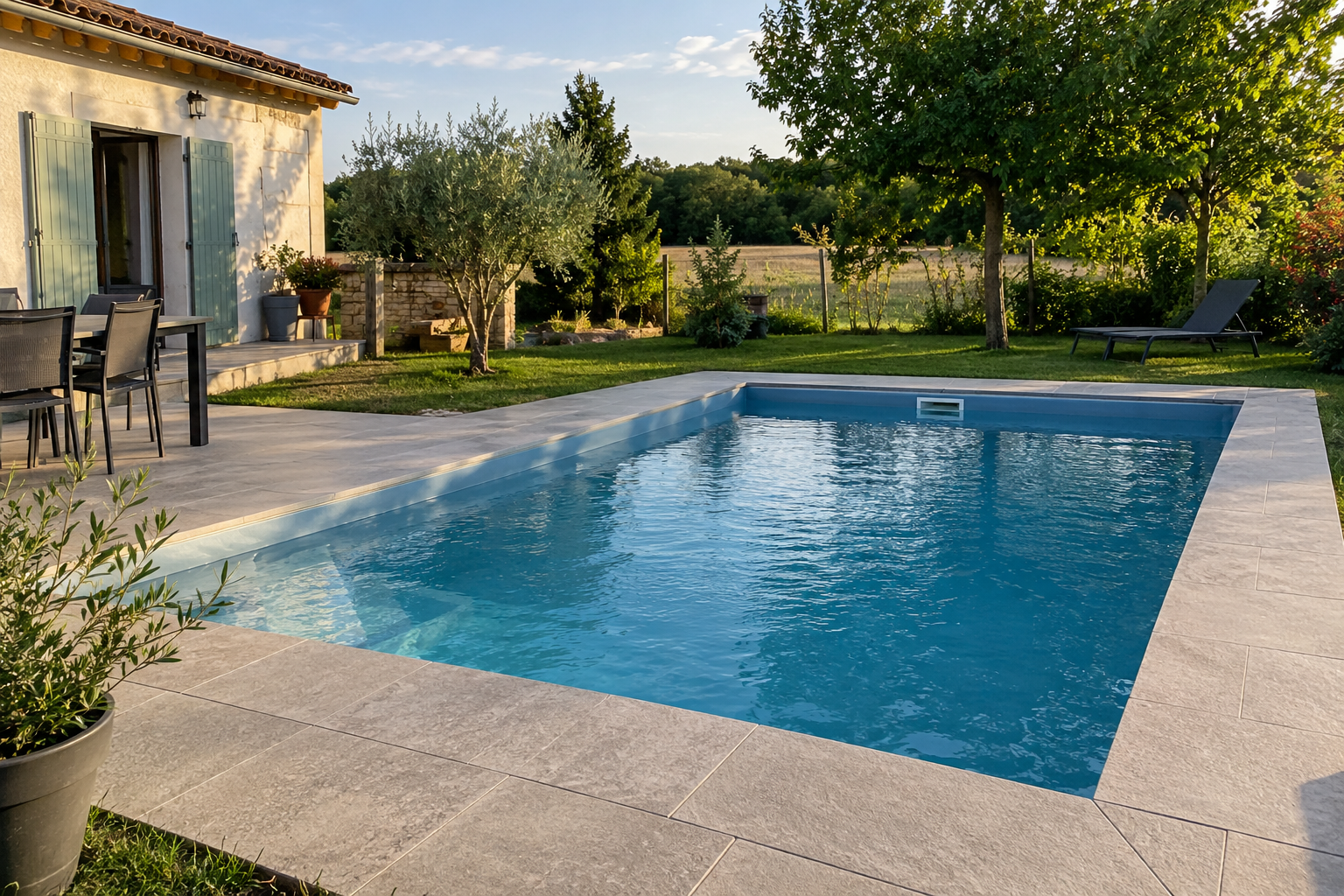 Piscina residencial con pavimento exterior continuo